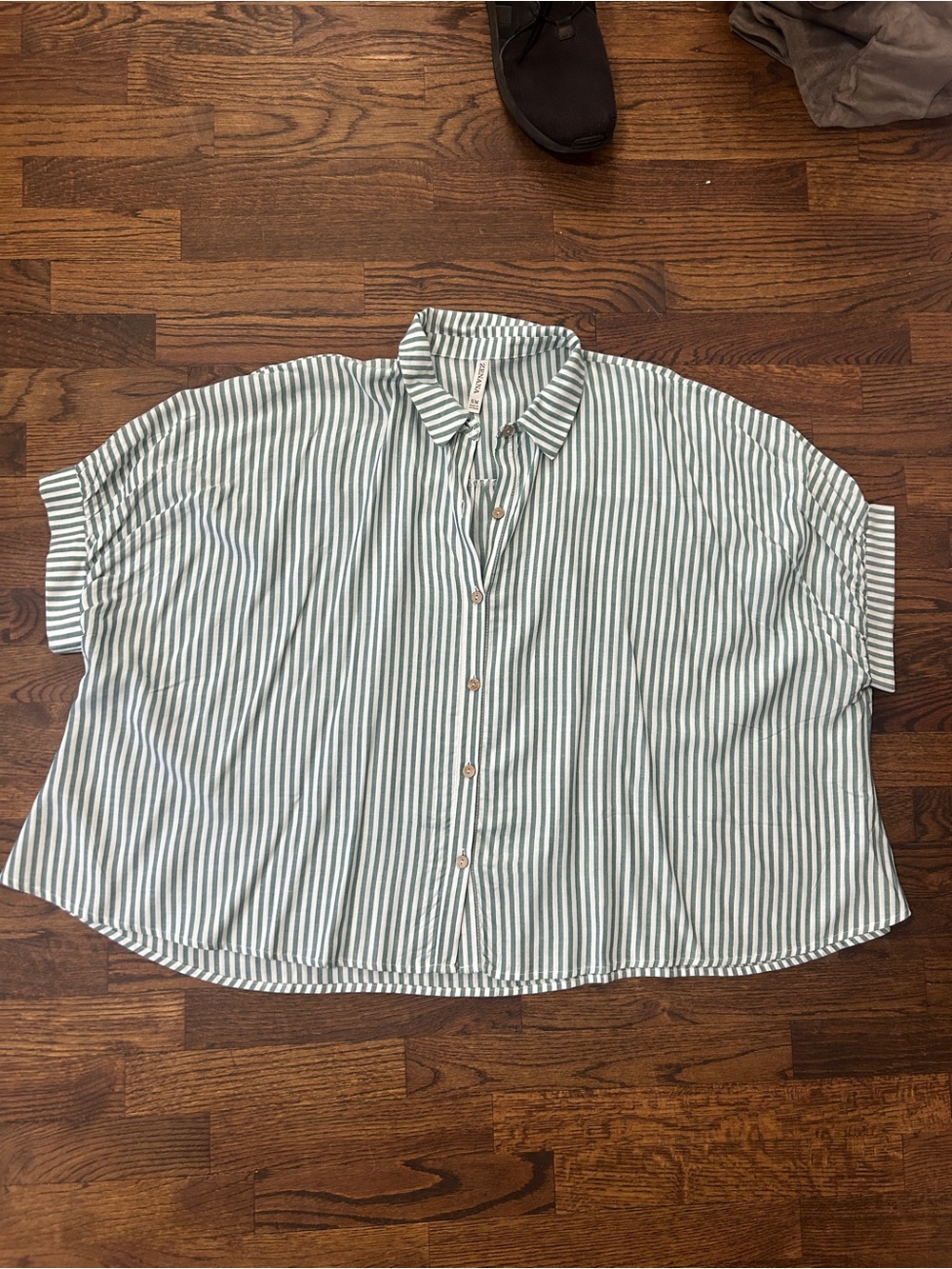 Zenana Oversized Striped Button Down